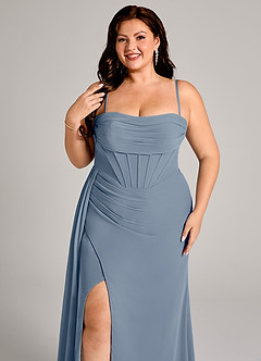 Azazie Amyra Bridesmaid Dresses Twilight Sheath Off the Shoulder Chiffon Convertible Dress image11