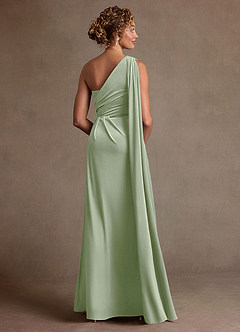 Azazie Aphra Mother of the Bride Dresses Dusty Sage Sheath One Shoulder Velvet Dress image2