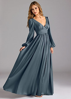 Azazie Norah Bridesmaid Dresses Twilight A-Line Stretch Satin Dress image3