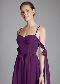 Azazie Ayanna Bridesmaid Dresses Grape A-Line Off the Shoulder Chiffon Dress image4