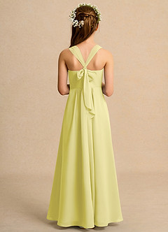 Azazie Tater Girls Formal Robe Demoiselle D'honneur Fillette Robe Trapèze en Mousseline de soie Plissée Sorbet Citron image2
