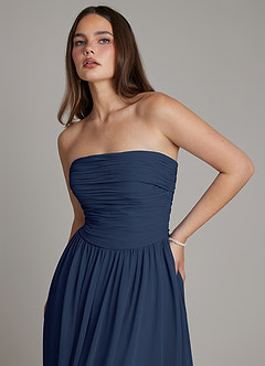 Azazie Andreina Bridesmaid Dresses Dark Navy A-Line Pleated Chiffon Dress image6