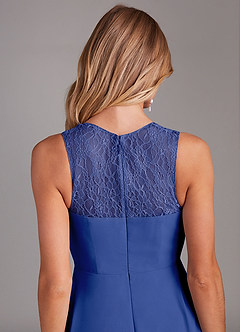 Azazie Vina Bridesmaid Dresses Royal Blue A-Line Lace Chiffon Dress image7