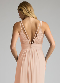 Azazie Maren Allure Bridesmaid Dresses English Rose A-Line V-Neck Lace Chiffon Dress image2