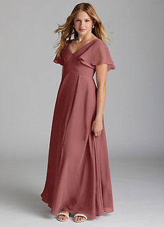 Azazie Kimber Junior Amethyst A-Line Pleated Chiffon Dress image3