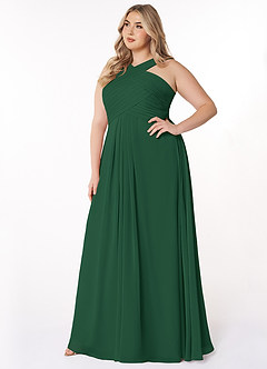 Azazie Kaleigh Bridesmaid Dresses Dark Green A-Line Pleated Chiffon Dress image9