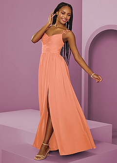 Barbie ♥ Azazie Jurken voor bruidsmeisjes Jurk van Chiffon met A-Lijn Geplooid Zonsondergang image5