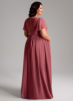 Azazie Verna Brautjungfernkleider für Schwangere A-Linie V-Hals Gerüscht Chiffon Bodenlänge Kleid image8