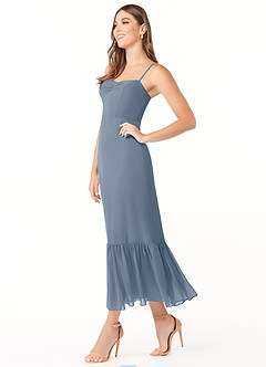 Azazie Justina At-home Try On Dresses Rust A-Line Sweetheart Neckline Chiffon Dress image3