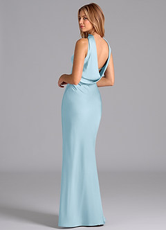 Azazie Lusinda Bridesmaid Dresses Sky Blue Mermaid Strapless Stretch Satin Dress image2