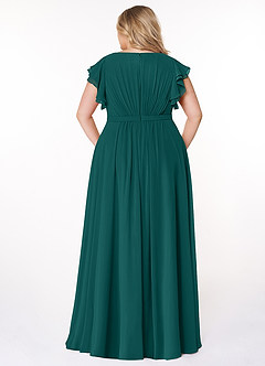 Azazie Daphne Modest Bridesmaid Dresses A-Line Ruffled Chiffon Floor-Length Dress image7