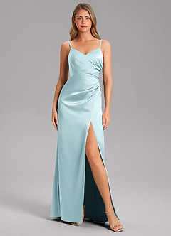 Azazie Azuree Brudtärnklänningar Klä av A-Linje i Stretch Satin Plisserad Molnblått image6