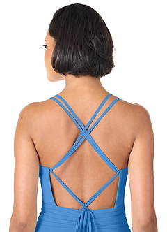 Azazie Farren Robes de demoiselle d'honneur Robe Trapèze Convertible en Mousseline de soie Plissée Geai Bleu image2
