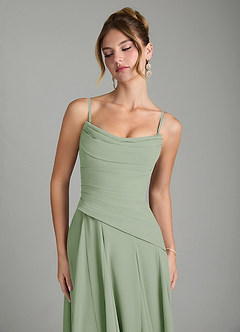 Azazie Gabriela Bridesmaid Dresses Dusty Sage A-Line Corset Chiffon Dress image9