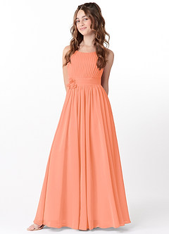 Azazie Astrid Junior Sunset A-Line Floral Chiffon Dress image3