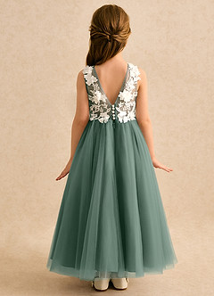 Azazie Mixie Jurken voor bloemenmeisjes Baljurk Jurk van Kant Eucalyptus image4