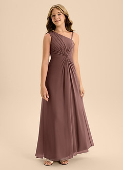 Azazie Brooke Junior Espresso A-Line Side Slit Chiffon Dress image5