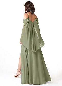 Azazie Cienna Jurken voor bruidsmeisjes Jurk van Chiffon met A-Lijn Off the Shoulder Pistache image4