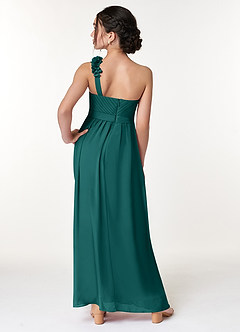 Azazie Flower Junior Jurk van Chiffon met A-Lijn Geplooid Pauw image6