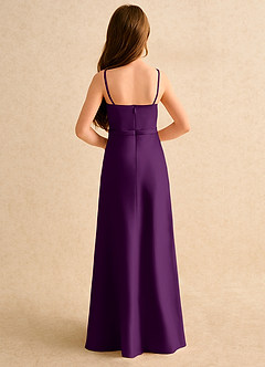 Azazie Fishie Girls Formal Flower Girl Dresses Grape A-Line Matte Satin Dress image7