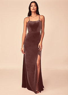 Azazie Nereda Bridesmaid Dresses Espresso A-Line Strapless Velvet Convertible Dress image6