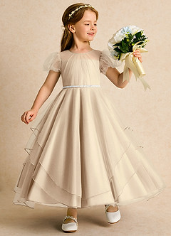 Azazie Duckie Flower Girl Klänningar Klänning Balklänning i Tyll Plisserad image1