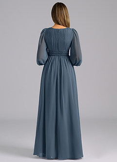 Azazie Palerma Brudtärnklänningar Klänning av A-Linje i Chiffong Långärmad Neptunus image2