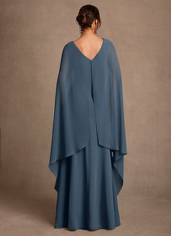 Azazie Liddie Abiti per la Madre della Sposa Abito A-Line in Chiffon Plissettato Blu Nettuno image4