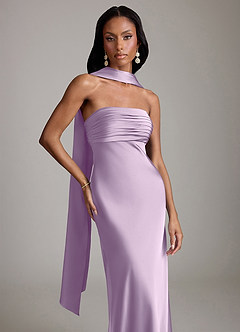 Azazie Saylor Bridesmaid Dresses Frosted Lilac Mermaid Strapless Stretch Satin Dress image1