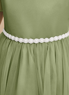 Azazie Kaylor Abiti da Ragazza di Fiori Abito A-Line in Tulle Plissettato Pistacchio image7