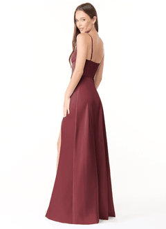 Azazie Halsey Brautjungfernkleider Etui Seitliche Cut-Outs Stretch-Satin Kleid Merlot image5
