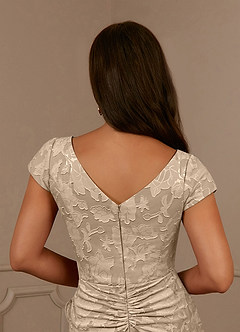 Azazie Roya Mother of the Bride Dresses Champagne Mermaid Ruched Floral Burnout Dress image6