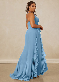 Christian Siriano Bridal for Azazie 1006 Bridesmaid Dresses Steel Blue Mermaid Ruched Chiffon Dress image9