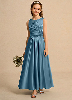 Azazie Ducky Girls Formal Flower Girl Klänningar Klä A-Line i Stretch Satin Plisserad image4