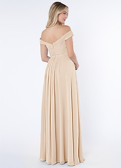 Azazie Audrianna Brautjungfernkleider Wandelbar A-Linie Schulterfrei gerafft Chiffon Kleid Alabaster Weiß image4