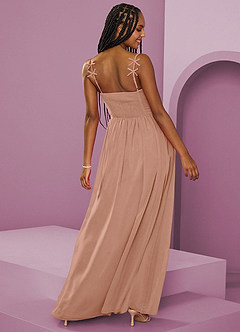Barbie ♥ Azazie Jurken voor bruidsmeisjes Jurk van Chiffon met A-Lijn Geplooid Champagne Roos image2