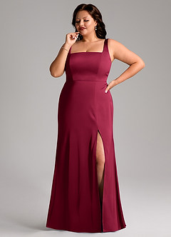Azazie Frostine Brautjungfernkleider A-Linie Schleifen Stretch-Satin Kleid Burgunderrot image10