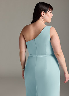 Azazie Liza Bridesmaid Dresses Sea Glass Mermaid One Shoulder Chiffon Dress image11