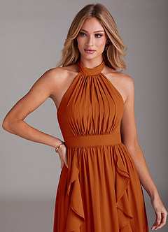 Azazie Avary Bridesmaid Dresses Paprika A-Line Pleated Chiffon Dress image6