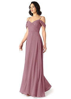 Azazie Tancie At-home Try On Dresses Vintage Mauve A-Line Off the Shoulder Chiffon Convertible Dress image3