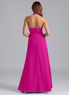 Azazie Odie Bridesmaid Dresses Fuchsia A-Line Chiffon Dress image2