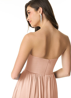Azazie Morana Bridesmaid Dresses Rose Gold A-Line Off the Shoulder Stretch Satin Convertible Dress image8