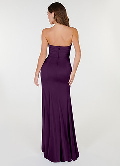 Azazie Yola Bridesmaid Dresses Grape Sheath V-Neck Pleated Stretch Satin Convertible Dress image3
