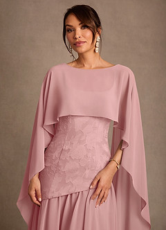 Azazie Flossie Mère de la mariée Robes Robe Trapèze en Mousseline de soie Plissé Rose Poussiéreuse image6