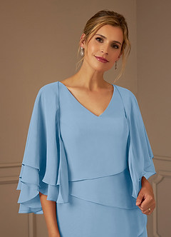 Azazie OHara Mother of the Bride Dresses Powder Blue A-Line V-Neck Chiffon Dress image6