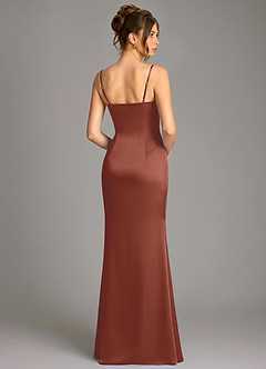 Azazie Reverie Brautjungfernkleider Meerjungfrau-Linie Korsett Stretch-Satin Kleid Rotbraun image4