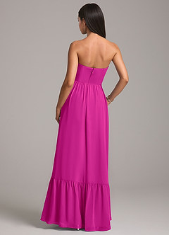 Azazie Kailee Bridesmaid Dresses Fuchsia A-Line with Pockets Chiffon Dress image6