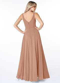 Azazie Calvi Bridesmaid Dresses Champagne Rose A-Line Ruched Chiffon Dress image2