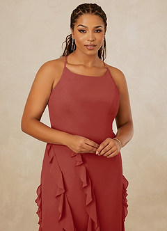 Christian Siriano Bridal for Azazie 1006 Bridesmaid Dresses Terracotta Mermaid Ruched Chiffon Dress image14