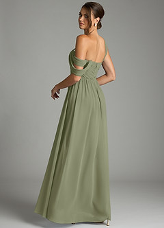 Azazie Kassandra Abiti da Damigella Abito A-Line in Chiffon a Spalla Scoperta Pistacchio image6